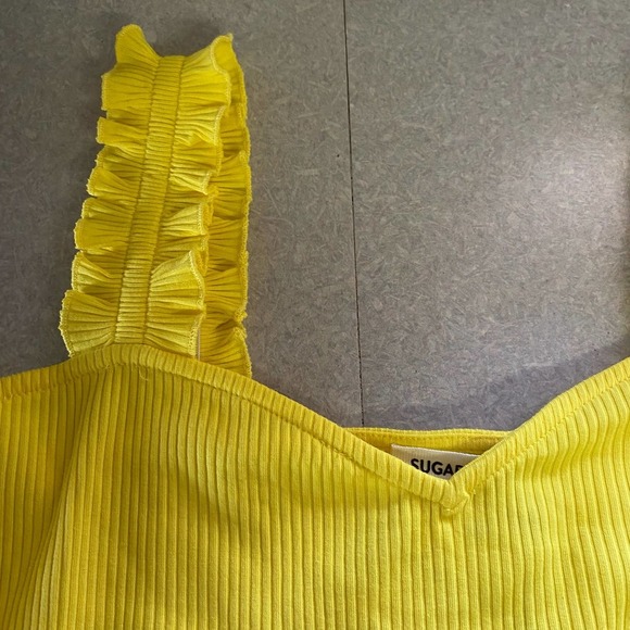 NEW Sugarlips High Roller Ruffle Strap Coastal Granola Rib Knit Tank - Picture 4 of 7